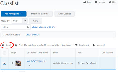 image of email specific students