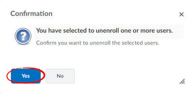 yes confirmation page to unenroll image