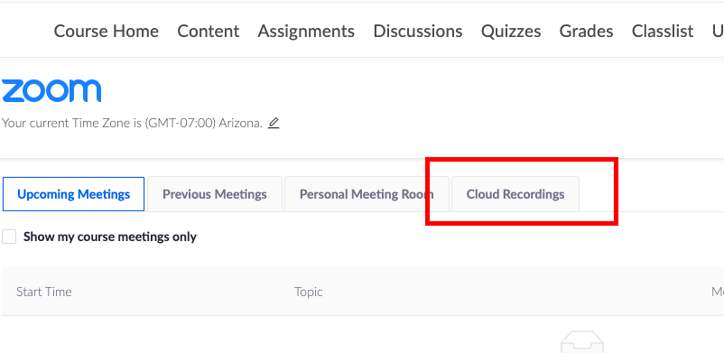 Cloud Recordings Tab