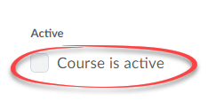 image of course is active option on course offering page, circled