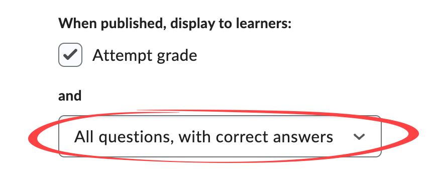 All questions with correct answers selected in dropdown menu