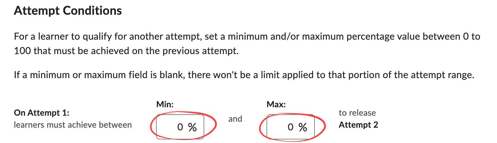 Attempt conditions