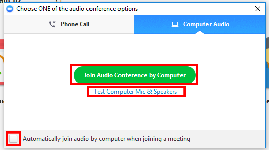 Audio Join Options