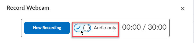 Audio Toggle to the right of New Recording