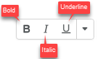 bold, italic, and underline buttons