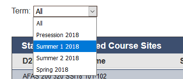 Image of Term Filter dropdown with Summer 1 selected