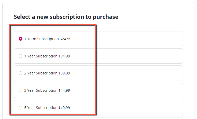 Choose Subscription Option