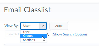 image of view by Group or Section to Email  