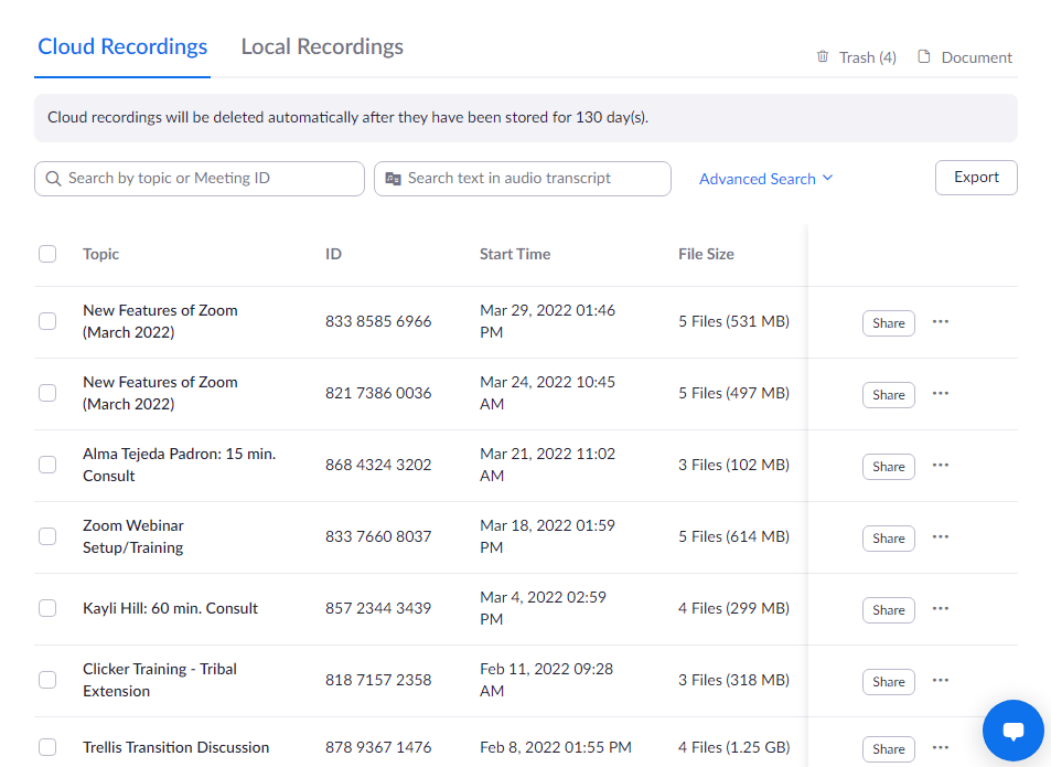 Cloud Recordings Web Portal