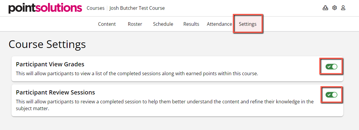 Course Settings