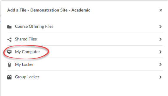 Image Of Add a File dialogue box with My Computer selected