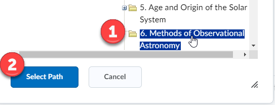 Select newly created folder in list and click select path