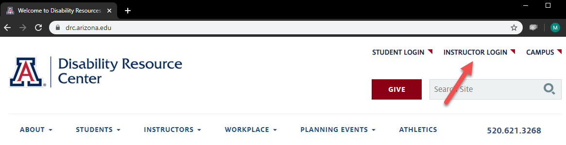 instructor login on DRC website