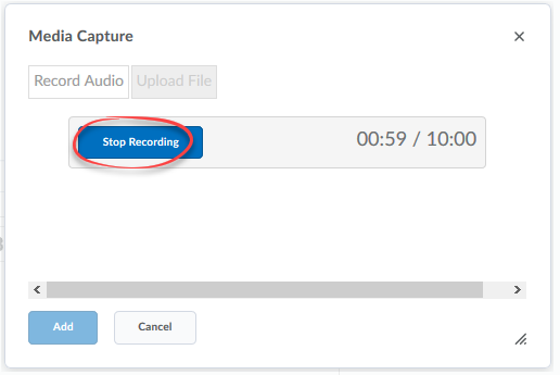 Image of recording screen with the Stop Recording button circled