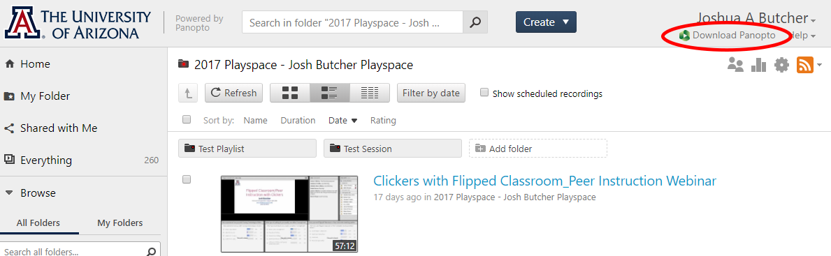 Download Panopto button