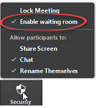 enable waiting room circled in menu