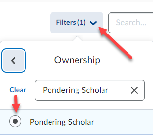 Filter by Ownership. Name in the box then radio button.