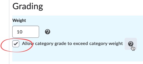 Checkbox allowing Category grade to exceed Category weight