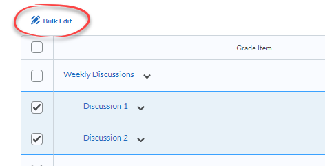 Bulk Edit link circled in red.