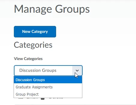 Group Category dropdown menu