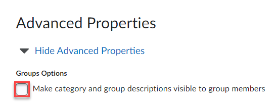 Check the box to make category and group descriptions visible to group members