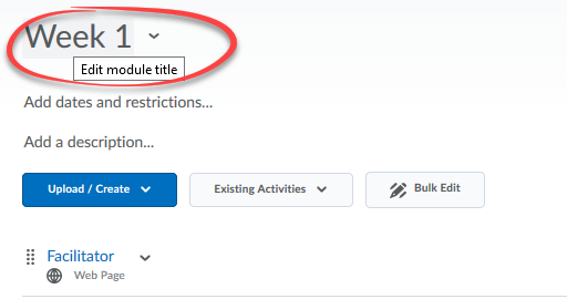Image of the area where you Edit module title circled
