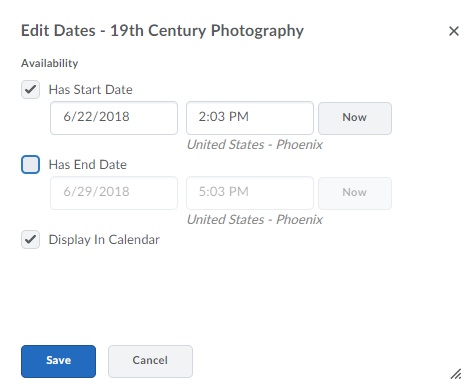 Options for editing individual dates.