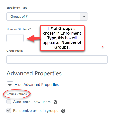 Enrollment Type options for auto-enrolled groups