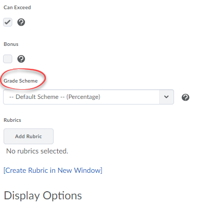 Screenshot of connecting a grade scheme to a grade item.