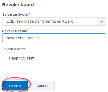 Revoke award criteria with Revoke button circled.