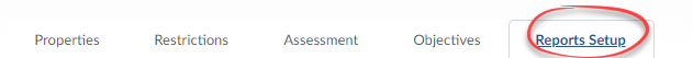 Screenshot of survey tabs with Reports Setup circled.