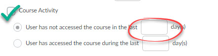 course activity checkbox