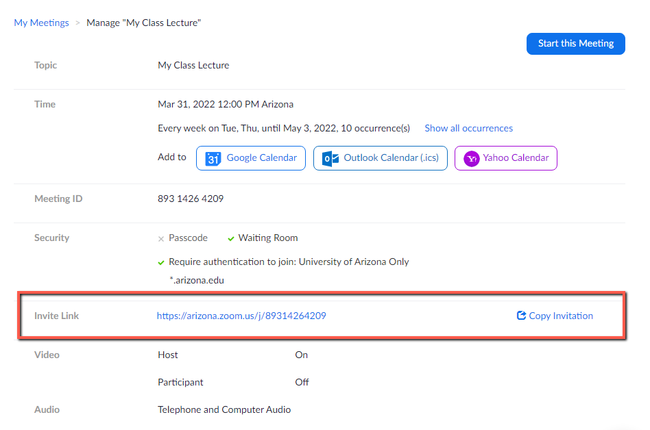 Meeting Share Options