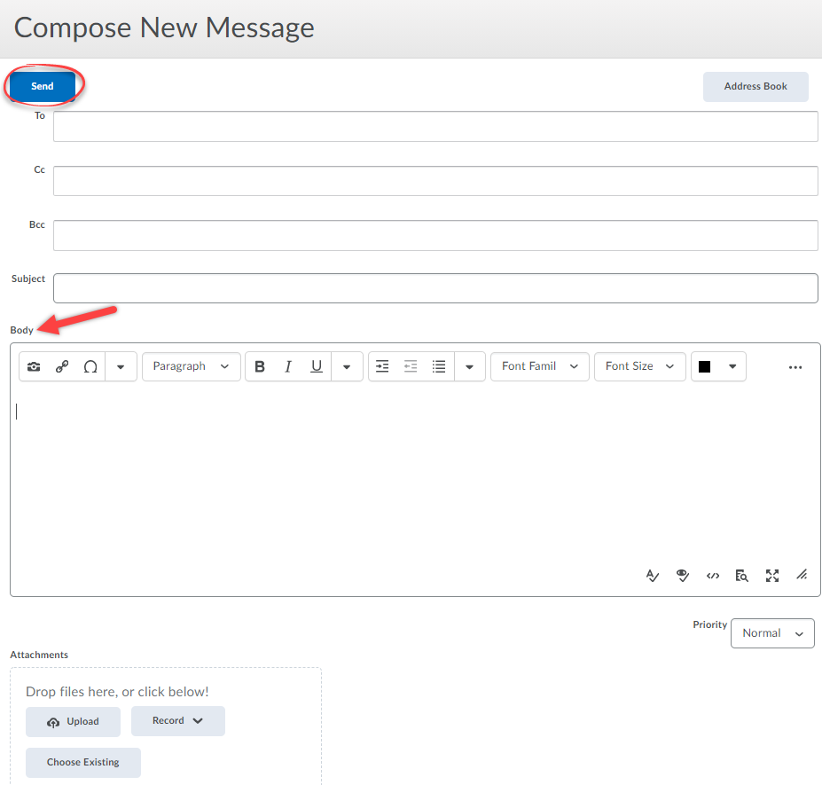 image of Compose new message and send