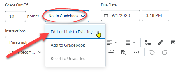Choose from Grades option circled in the dropdown menu.
