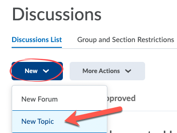 New and New topic selections on Discussions list