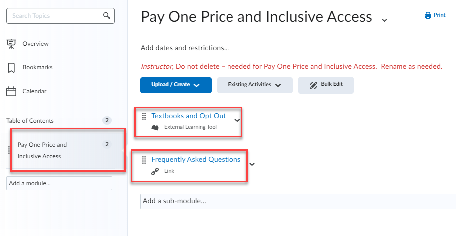 Image Pay one price Inclusive Access module