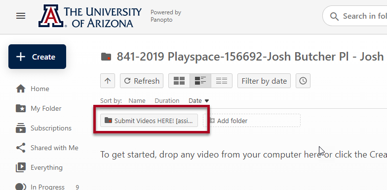Panopto Assignment Folder