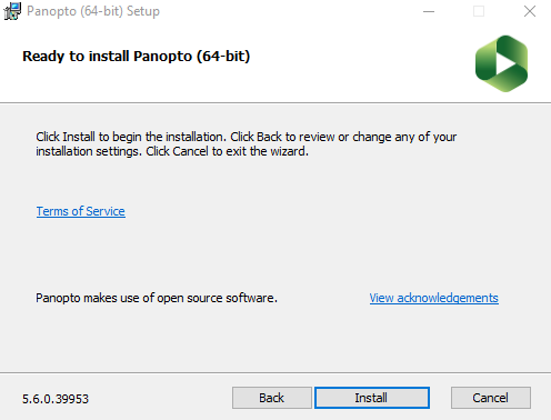 Panopto Install Screen 2