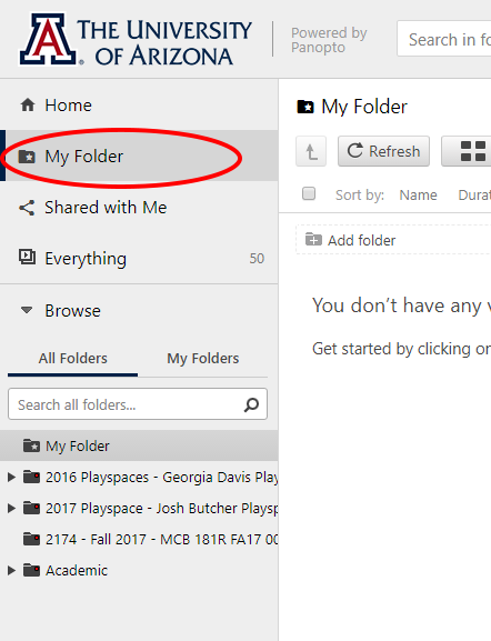 Panopto My Folder