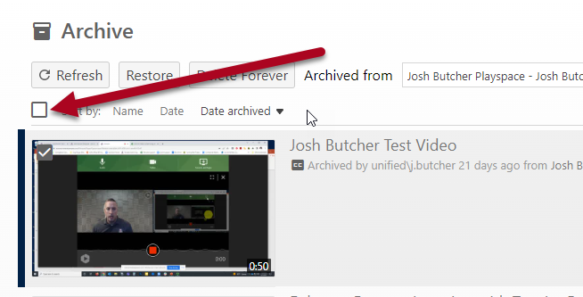 Select All Videos Check Mark Option