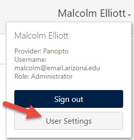 Panopto User Settings