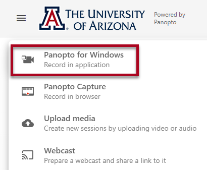 Panopto for Windows option