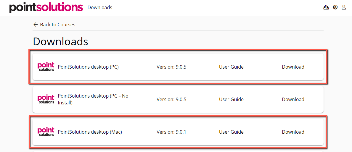 PointSolutions Desktop Download Options