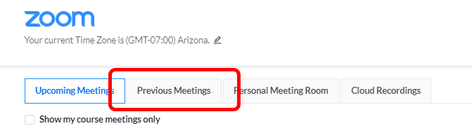 Previous Meetings Tab