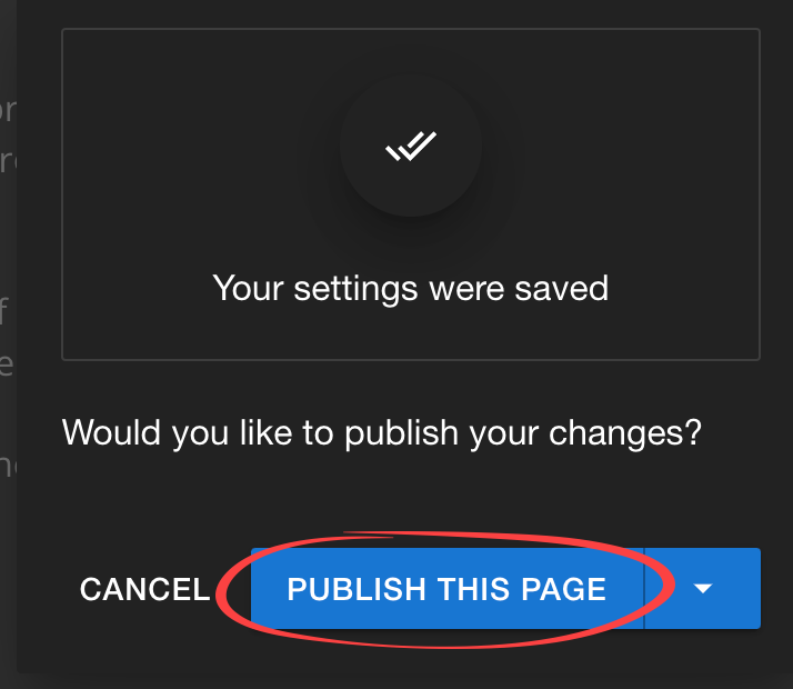 Publish this page button