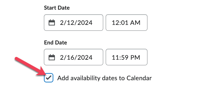 Add availability dates to calendar checkbox