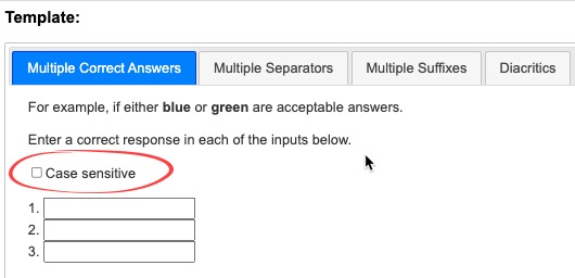 Shows where case sensitive option can be selected