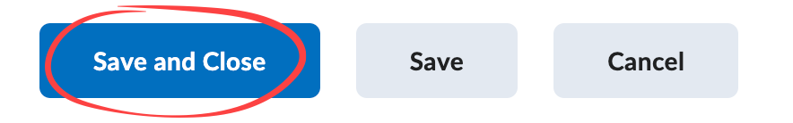 Save and Close button