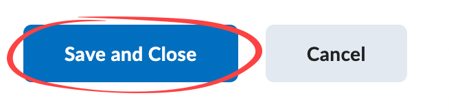 save and close button